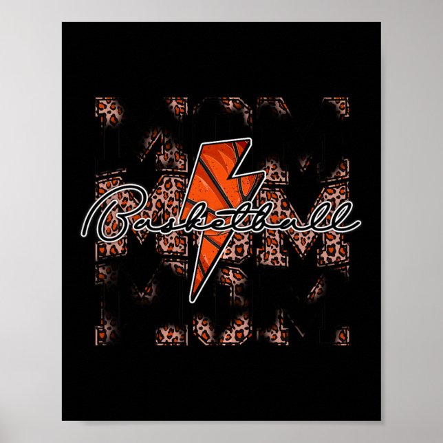 Basketball Mum leopard lightning bolt basketball g Poster (Front)