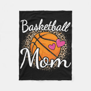 Basketball Mum Leopard Print Basketball Women Mama Fleece Blanket