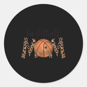 Basketball Mum Leopard Print Cheetah Proud Mum Spo Classic Round Sticker