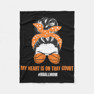 Basketball Mum Messy Bun Proud Mama Bball Basketba Fleece Blanket