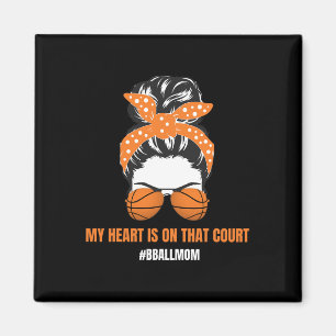 Basketball Mum Messy Bun Proud Mama Bball Basketba Magnet