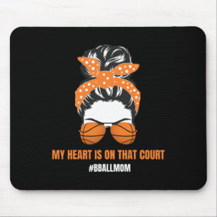 Basketball Mum Messy Bun Proud Mama Bball Basketba Mouse Pad