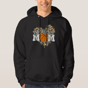 Basketball Mum Mothers Day Leopard Heart Baket MOM Hoodie
