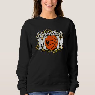 Basketball Mum Mothers Day Leopard Heart Ball Sweatshirt