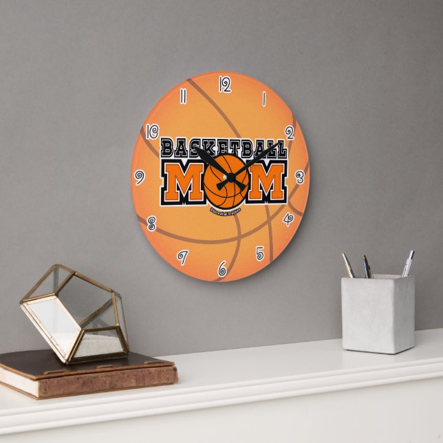 Basketball Mum Screwball Graphics Large Clock (Office)