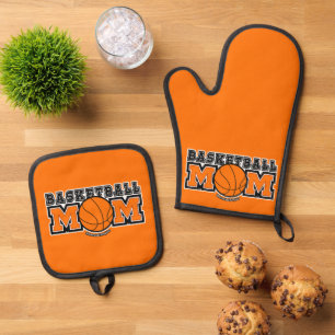Basketball Mum Screwball Graphics Oven Mitt & Pot Holder Set