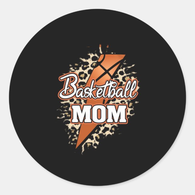Basketball Mum Tiger Thunder Bolt  Classic Round Sticker (Front)
