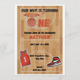 Basketball MVP First Birthday Invitation