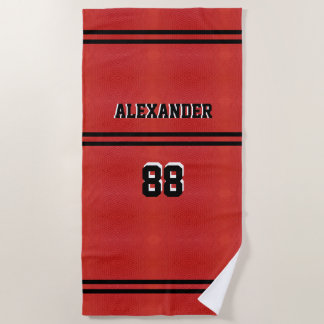 Basketball Name and Jersey Number Beach Towel