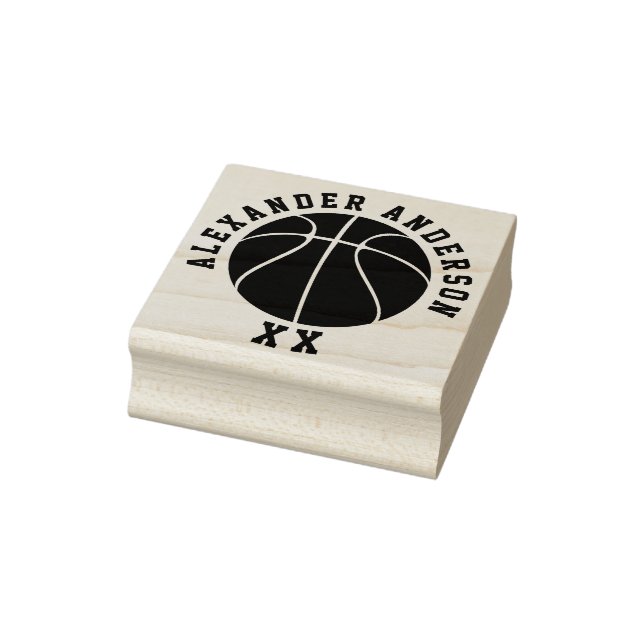 Basketball Name and Jersey Number Personalise Rubber Stamp (Stamp)
