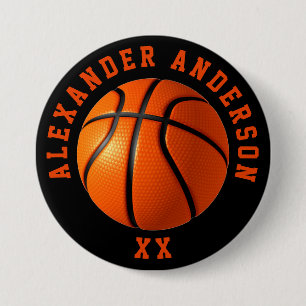 Basketball Name and Jersey Personalise 7.5 Cm Round Badge