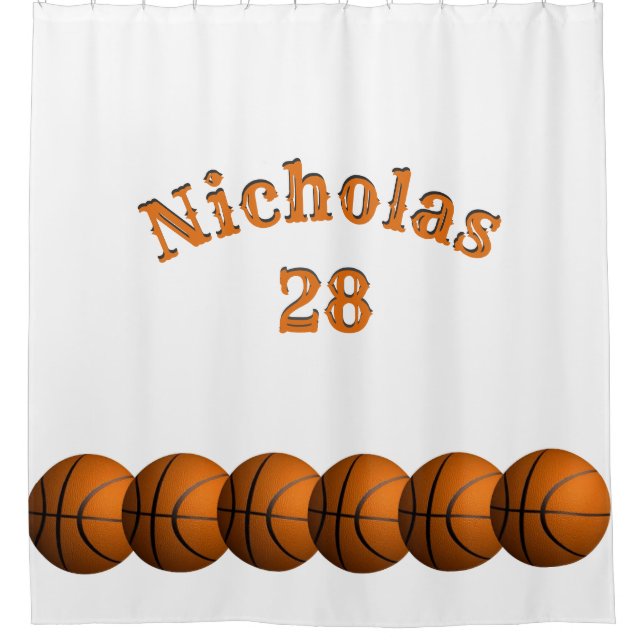 Basketball Name and Number Shower Curtain (Front)