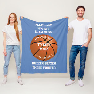 Basketball Name, MVP/Number, 7 Lines, Blue Vs 2 Fleece Blanket