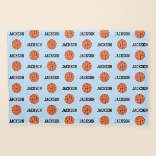 Basketball Name Pattern Blue Pillowcase