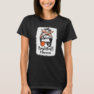 Basketball Nanna Vintage Leopard Messy Bun Bleache T-Shirt