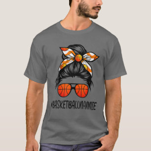 Basketball Nannie Life Messy Hair Bun Basketball L T-Shirt