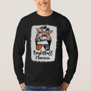 Basketball Nannie Vintage Leopard Messy Bun Bleach T-Shirt