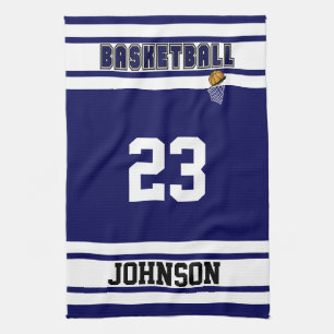 🏀 Basketball - Navy Blue and White Tea Towel