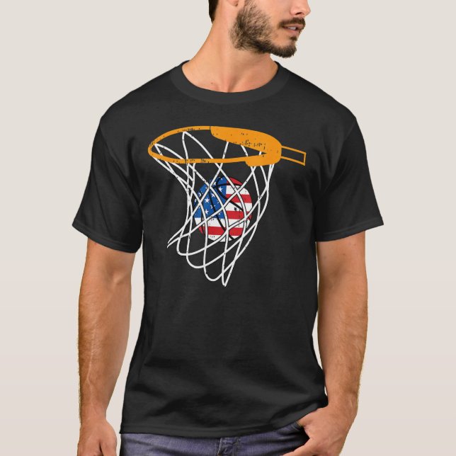 Basketball Net 4th Of July Retro Sports Player Ath T-Shirt (Front)