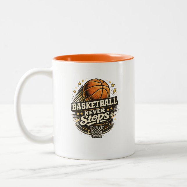 Basketball Never Stops Sports Coffee Mug Gift (Left)