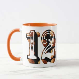 Basketball Number 12 Picture Logo, Mug