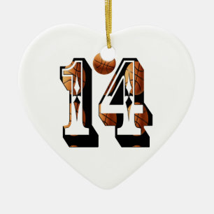 Basketball Number 14 Logo, Ceramic Tree Decoration
