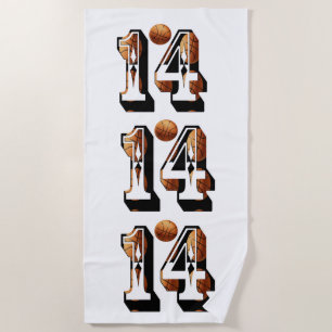 Basketball Number 14 Made From Basketballs,  Beach Towel