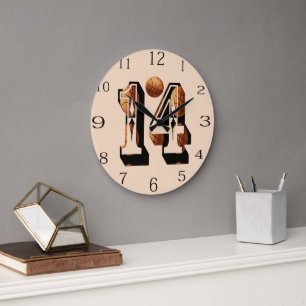 Basketball Number 14 Made From Basketballs, Large Clock
