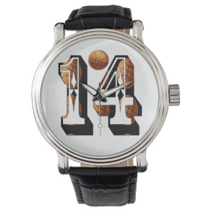 Basketball Number 14 Mens Leather Watch, Watch