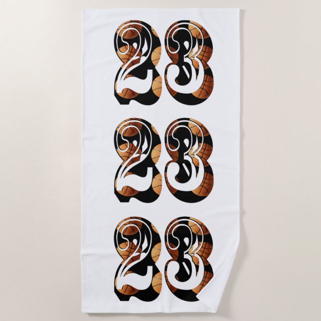 Basketball Number 23 Made From Basketballs, Beach Towel (Front)