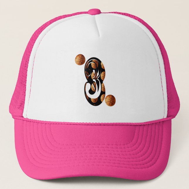 Basketball Number 3 Logo, Trucker Hat (Front)