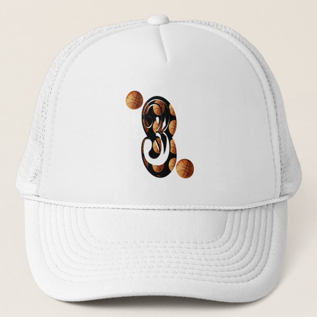 Basketball Number 3 Logo, Trucker Hat (Front)