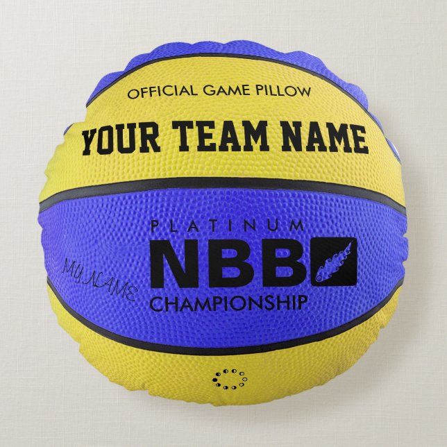 BASKETBALL OFFICIAL GAME PILLOW Blue D Yellow (Front)
