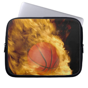 Basketball on fire (digital composite) laptop sleeve