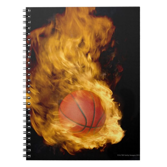 Basketball on fire (digital composite) spiral notebook (Front)