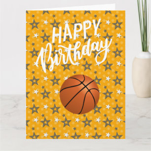 Basketball on stars Happy Birthday to player Card