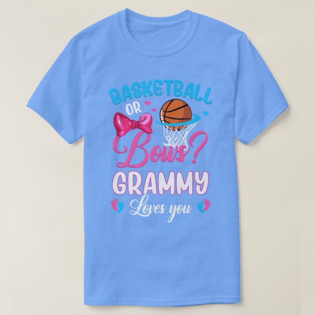 Basketball or Bows GRAMMY Loves You Gender Reveal  T-Shirt (Design Front)