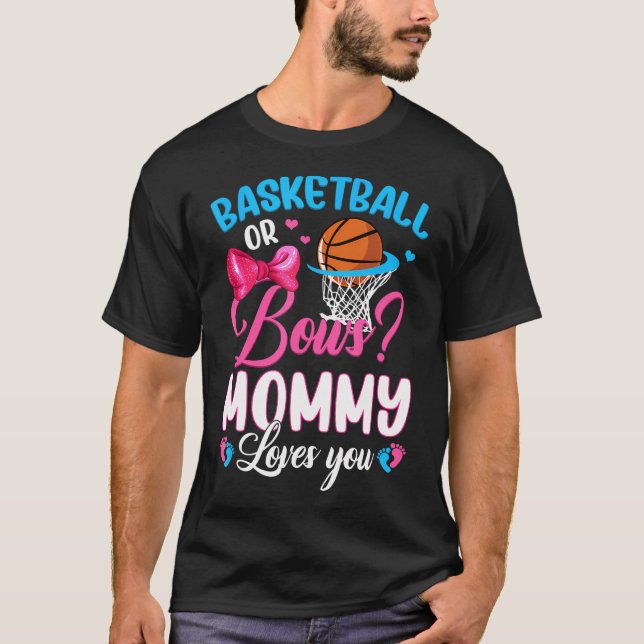 Basketball Or Bows Mummy Loves You Gender Baby Rev T-Shirt (Front)