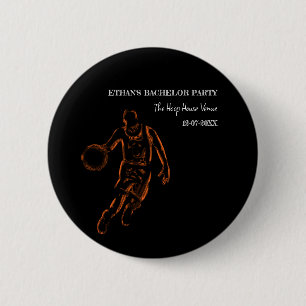 Basketball Orange Black Bachelor / Birthday Party 6 Cm Round Badge