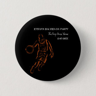 Basketball Orange Black Bachelor / Birthday Party 6 Cm Round Badge