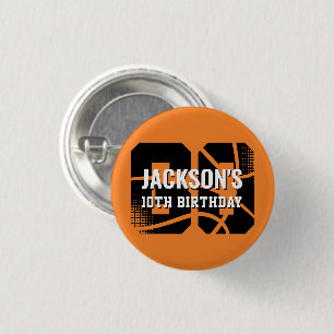 Basketball Orange Black Birthday Personalised 3 Cm Round Badge