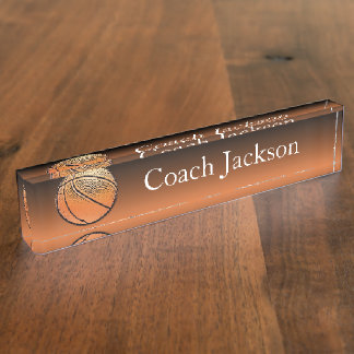 Basketball orange black fade desk nameplate