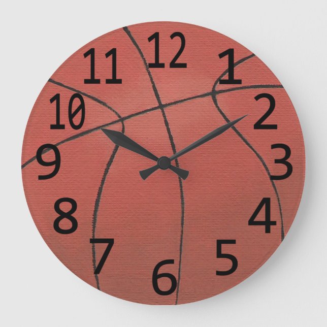 Basketball Painting Large Black Numbers Sports Lar Clock (Front)