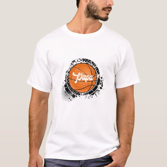 Basketball Papa Vintage Basketball Family Matching T-Shirt (Front)