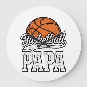 Basketball Papa Vintage Engraving Shirt Design_1 Large Clock