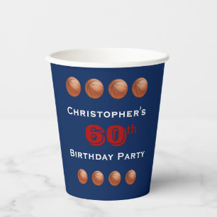 Basketball Paper Cups, 60th Birthday Party Paper P Paper Cups