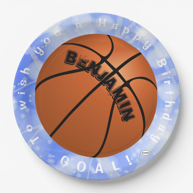 Basketball Paper Plate Birthday Theme HAMbyWG (Front)