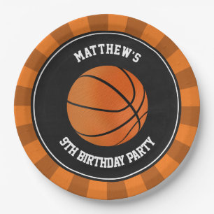 Basketball Party Cake Dinner Plates Personalised