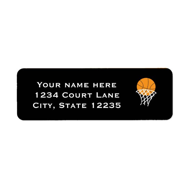 Basketball Party Invitation Card Address Label (Front)