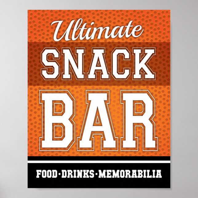 Basketball Party ULTIMATE SNACK BAR Sign Print (Front)